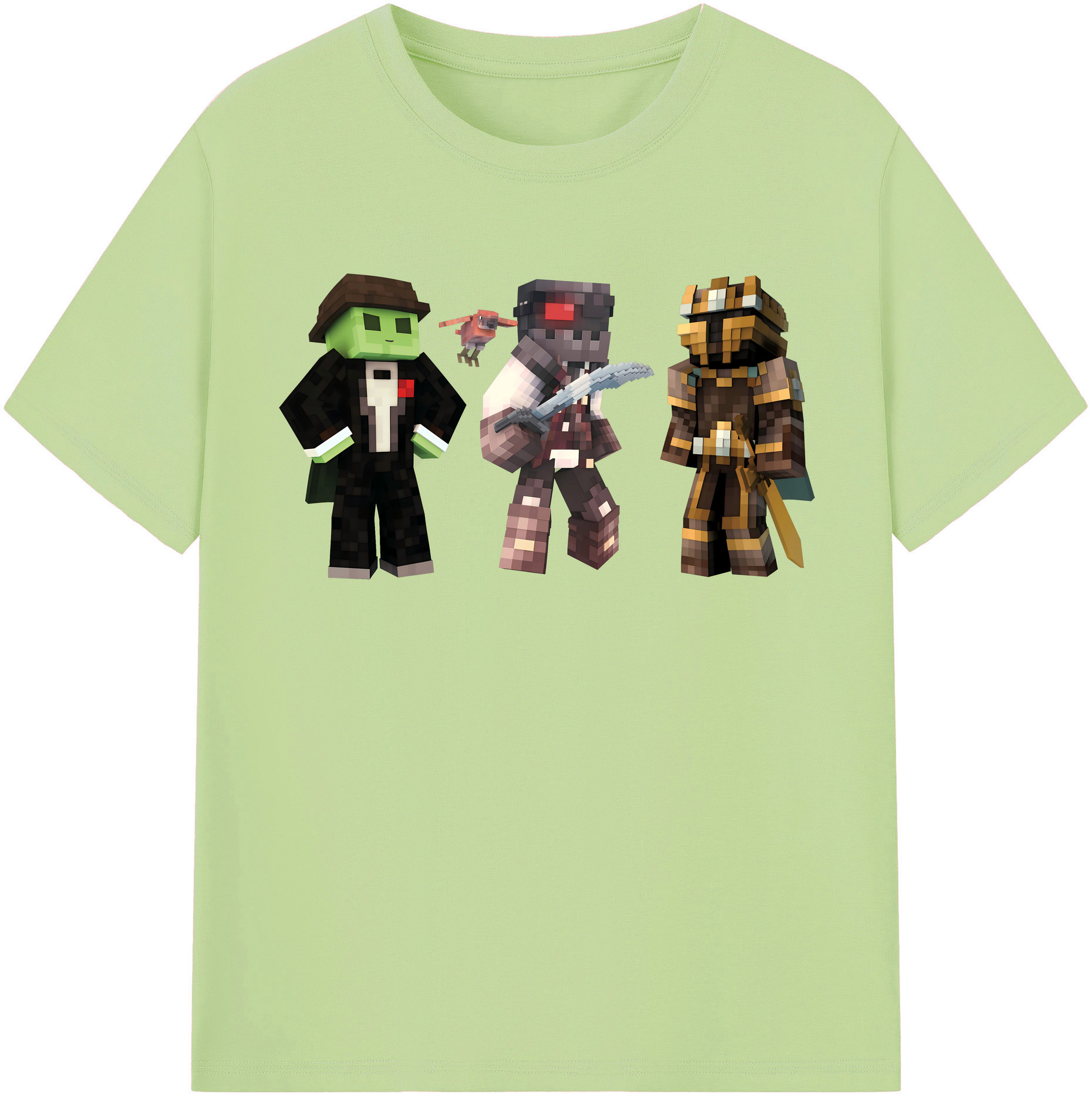 （画像用） マインクラフト ブロックの世界 Minecraft MC Block world 綿100％半袖Tシャツ（フロントプリント）